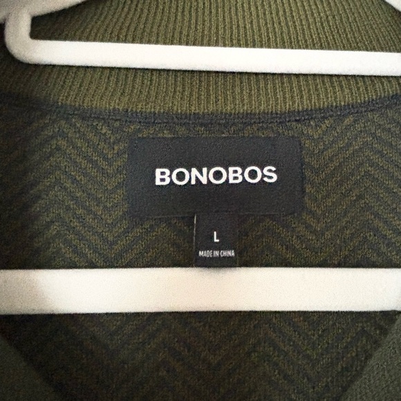 Bonobos Dark Green Herringbone Cotton Cashmere Blend Full Zip Sweater - Picture 10 of 12